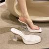 Summer Design Korean New Sandals Fairy Style Slippers Internet Celebrity Transparent Niche Year Crystal Slippers