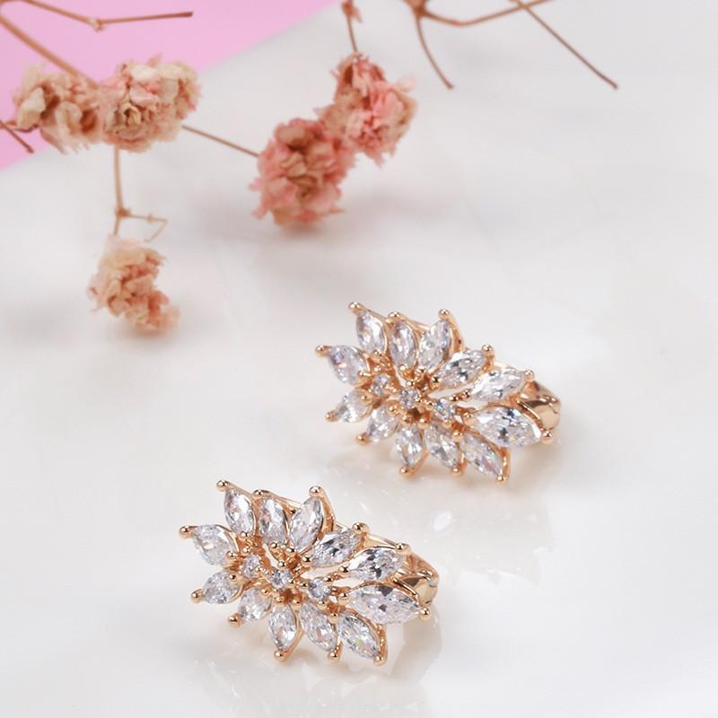 Flower horse eye zircon earrings women's chic style fashion commuter light luxury earrings ear buckles