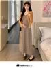 2026 Spring/Summer Striped Maternity Camisole Dress & Ruffled Knit Cardigan Set
