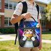 Space Burger Cat Insulated Lunch Bag Cooler Bag Reusable,Lunch Container Hamburger Space Cat Large Tote Lunch Box Picnic