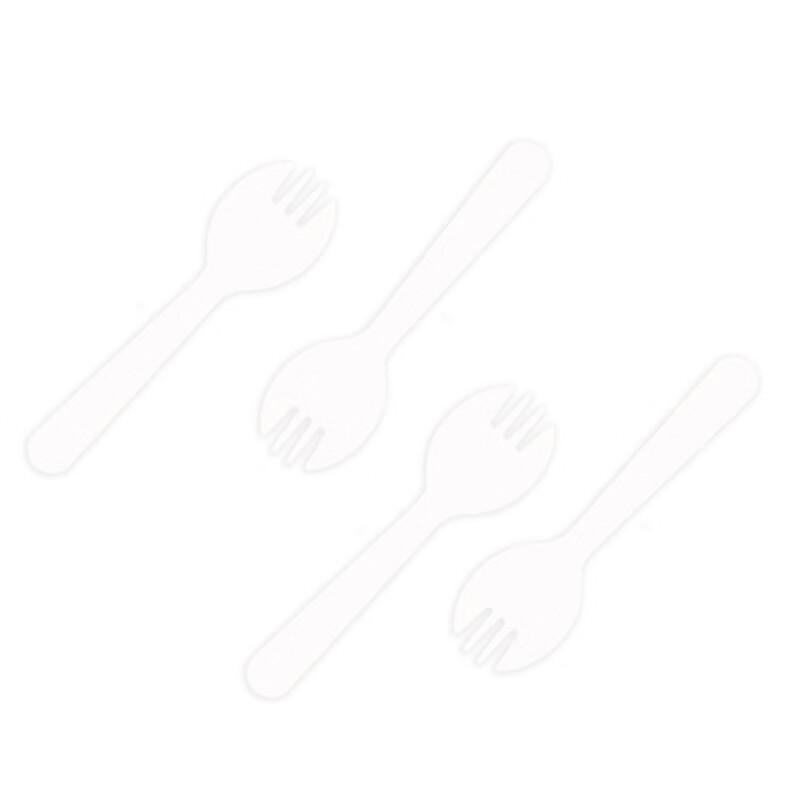 Babike Disposable Plastic Forks And Spoons, Individually Wrapped, Frosted Forks, Thickened Dessert Spoons, Transparent, 100 Pieces