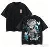 2026 Summer Hunter X Hunter Killua Zoldyck Vintage Washed T-shirt Black Oversized Cotton Anime Tee Streetwear For Fans