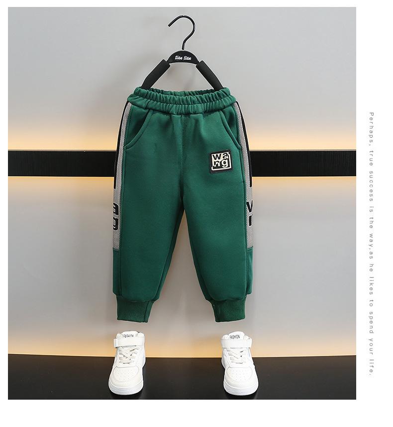 Boys' Trendy Fleece-Lined Zip-Up Cardigan & Pants Set for Autumn and Winter