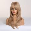 ALAN EATON Blonde Synthetic Wig with Bangs Long Wavy Wigs for Woman Cosplay Party Wig Daily False Hair Heat Resistant Fiber