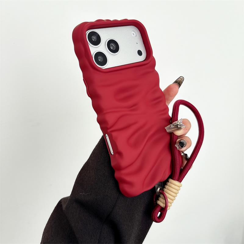 Solid Cream Texture Case with Lanyard for iPhone 16 Pro Max/Apple 17/14/15