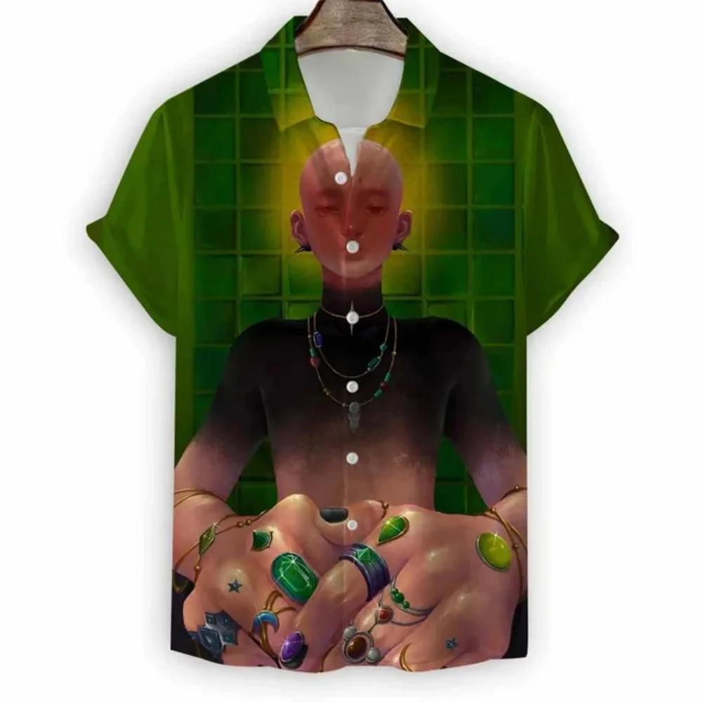 Modern Girls Pattern Print Men's Shirts Hawaii Short Sleeve Top Fashion Streetwear Casual Outdoor Men's and Women's Clothing Blouse
