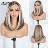 NOBLE 18 Inch 6X4 Synthetic Lace Front Wig Ombre Blonde Brown Roots Straight Natural Hairline Heat Resistant For White Women