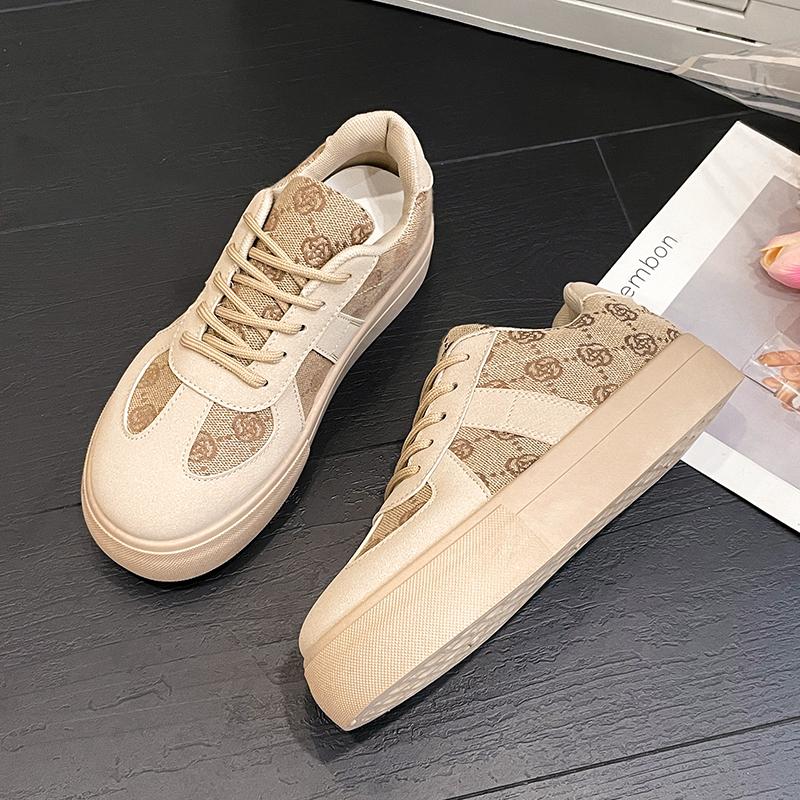 New Comfortable Retro Style Color Matching Casual Sneakers Wear-resistant Flat-soled Lace-up Zapatos Mujer Flat Shoes