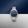 [Officially Imported in Japan] BERING Men's Unisex Ultra Slim Watch with Metal Mesh Strap, Blue and Silver Sapphire Crystal, and Scratch-Resistant 316