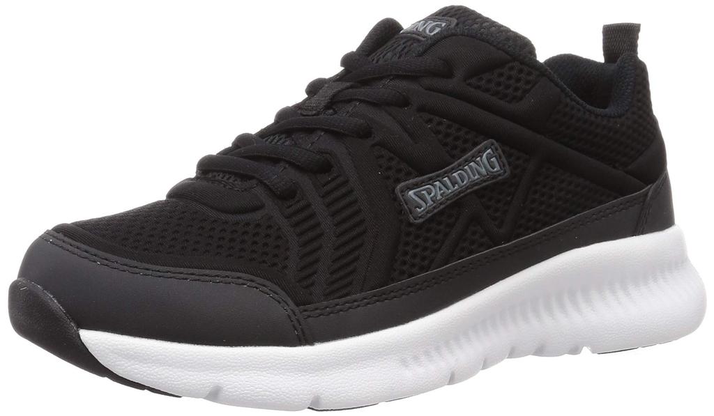 SPALDING JIN 3720 Walking Shoes, Wide, Lightweight, Men's 6E, Women's 5E, Black, Size 22.5 Cm