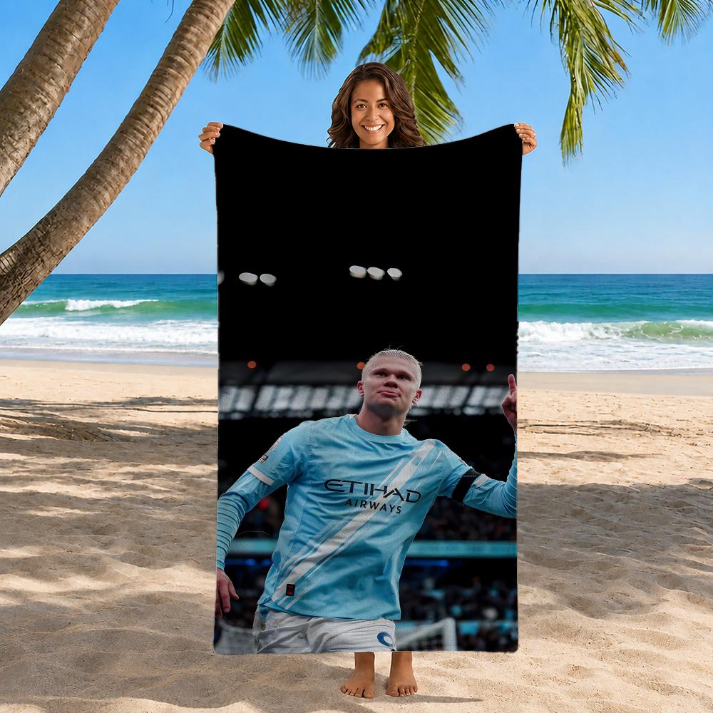 Football Player Erling Haaland Towel Beach Towel Quick Dry Sand Free Bath Towel for Summer Pool Travel Vacation
