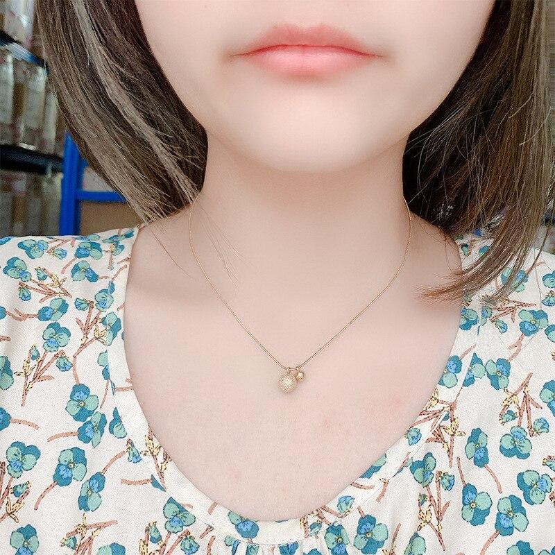 New Stainless Steel Gold Round Matte Ball Choker Necklaces Jewelry Pendant Snake Chain Necklaces For Women