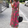 Summer  Ladies Pullover Floral Print Sleeveless  Long Dress Women's Fashion Sexy High Slit Deep V Neck Tight Waist Dresses