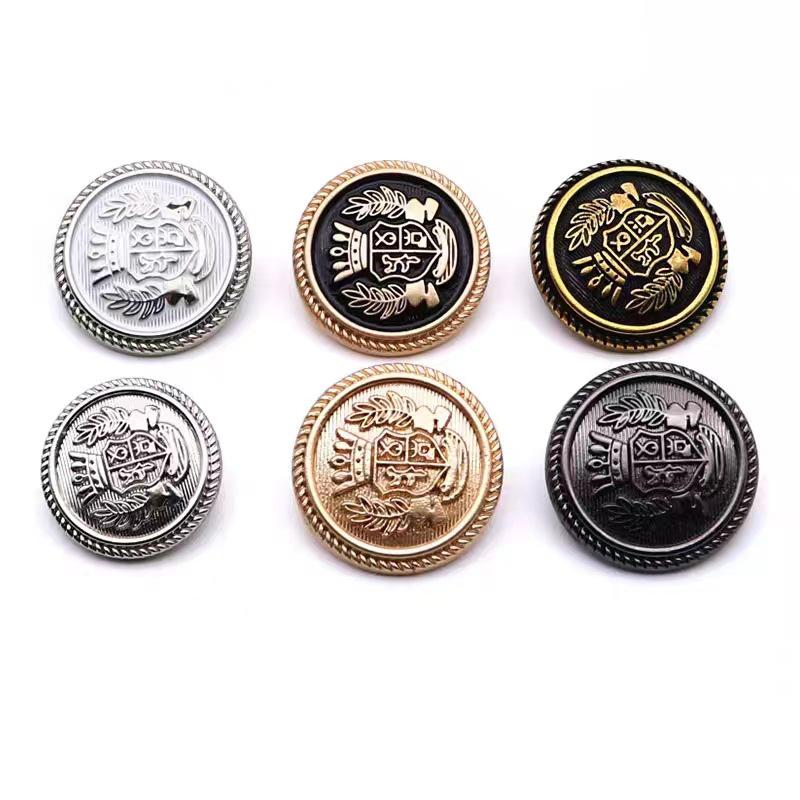 10PCS Vintage British Wheat Crown Uniform Metal Buttons For Clothing Simple Decorative Buttons