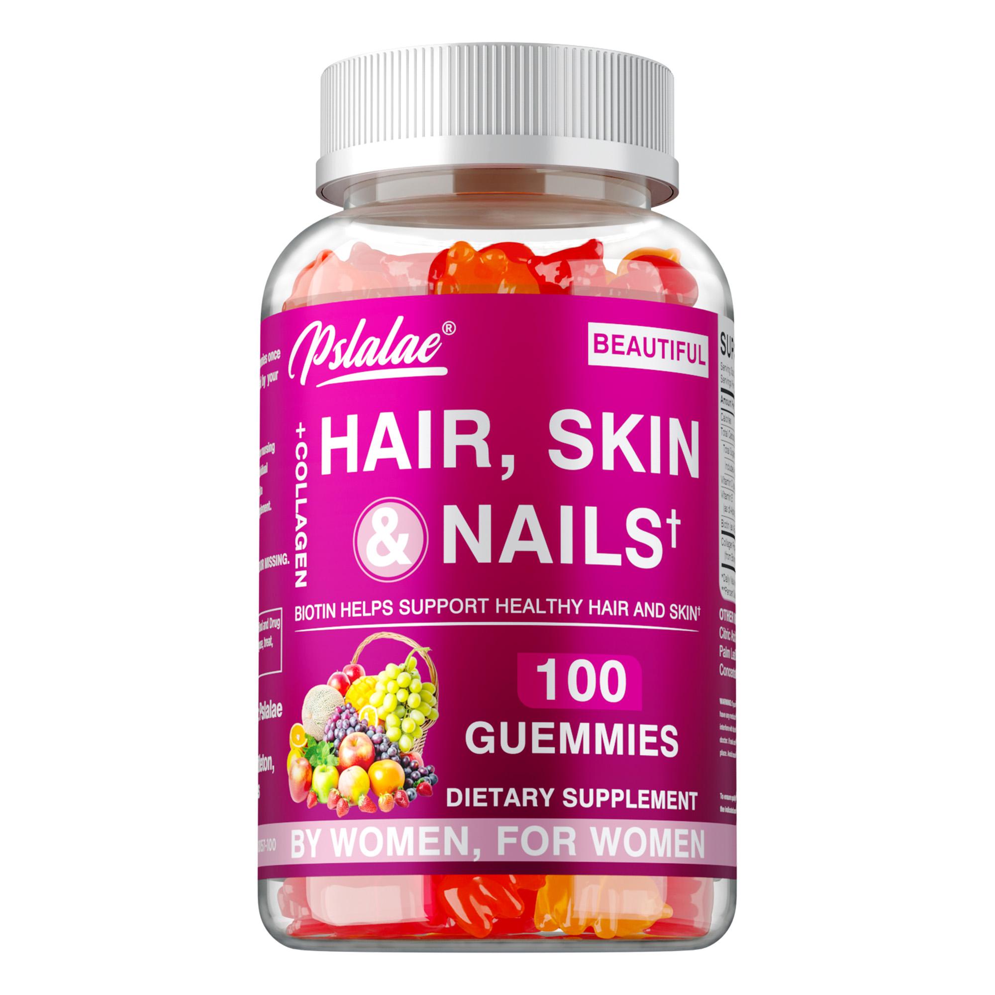 

Collagen gummies containing vitamin C extract promote healthy hair, brighten skin tone, and healthy nails. 100
