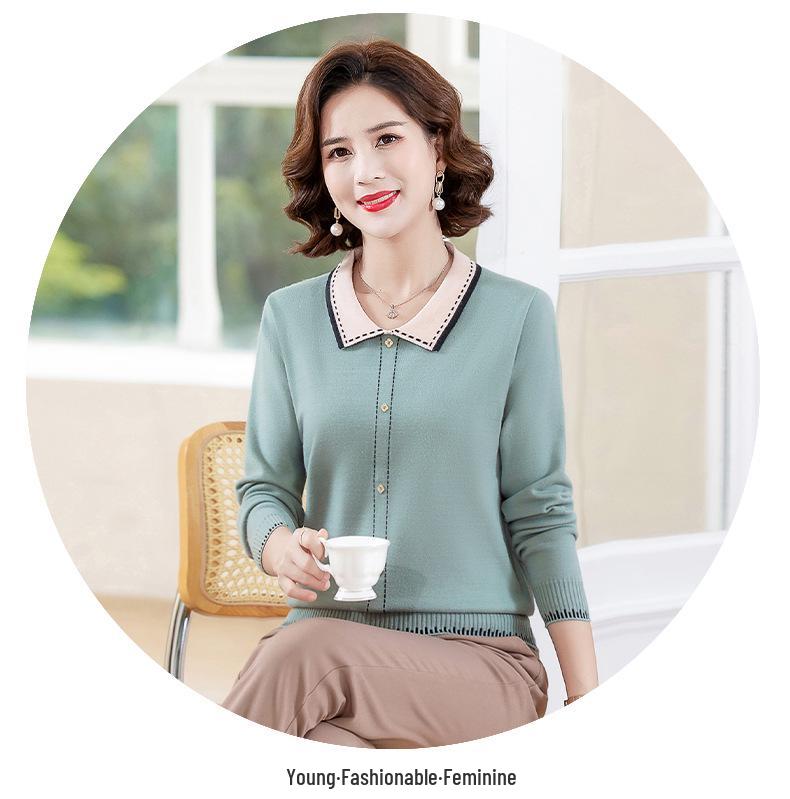 Autumn 2023 Chic Long-sleeve Top for Middle-aged Women