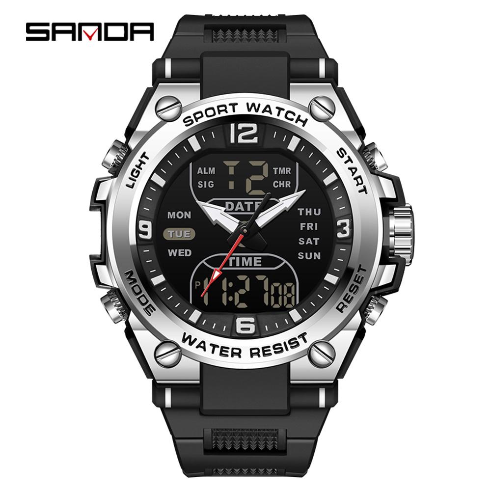 SANDA SD6252 Student Watch For Outdoor Sports Multifunctional Waterproof Should Be LED Men's Electronic Clock