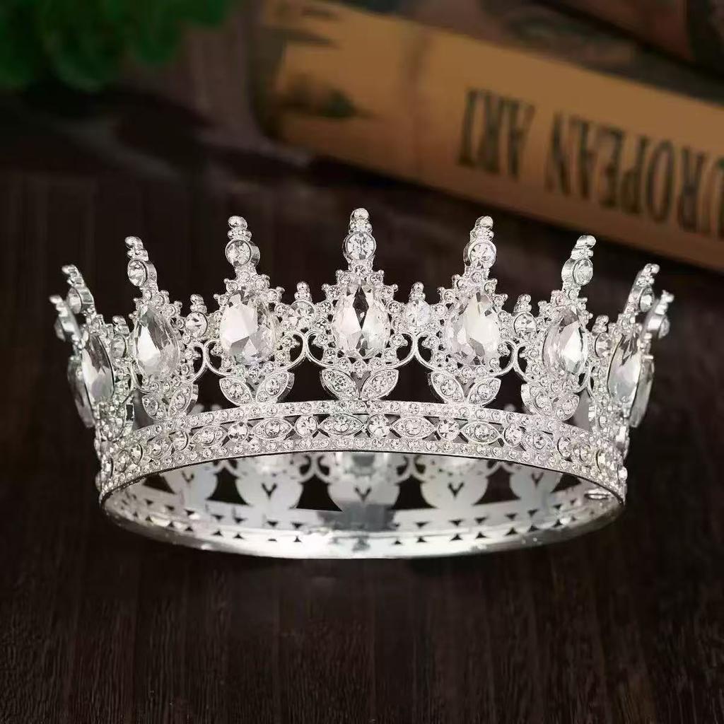 Halloween Round Crown Headwear Bride's Wedding Dress Crown Accessory Birthday Hair Crown Heavy Industry Hair Accessory  Updo Accessory