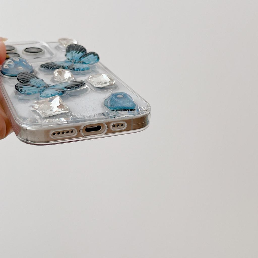 3D Butterfly iPhone Case: Compatible with Apple iPhone 13, 14, 15, 16, and 17 Pro Max - New Epoxy Transparent Design