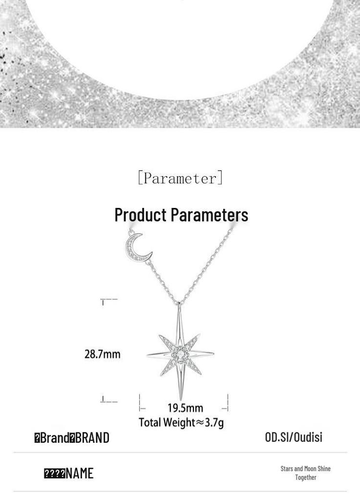 Moissanite Eight-Pointed Star Sterling Silver Necklace – Stylish & Versatile Clavicle Jewelry