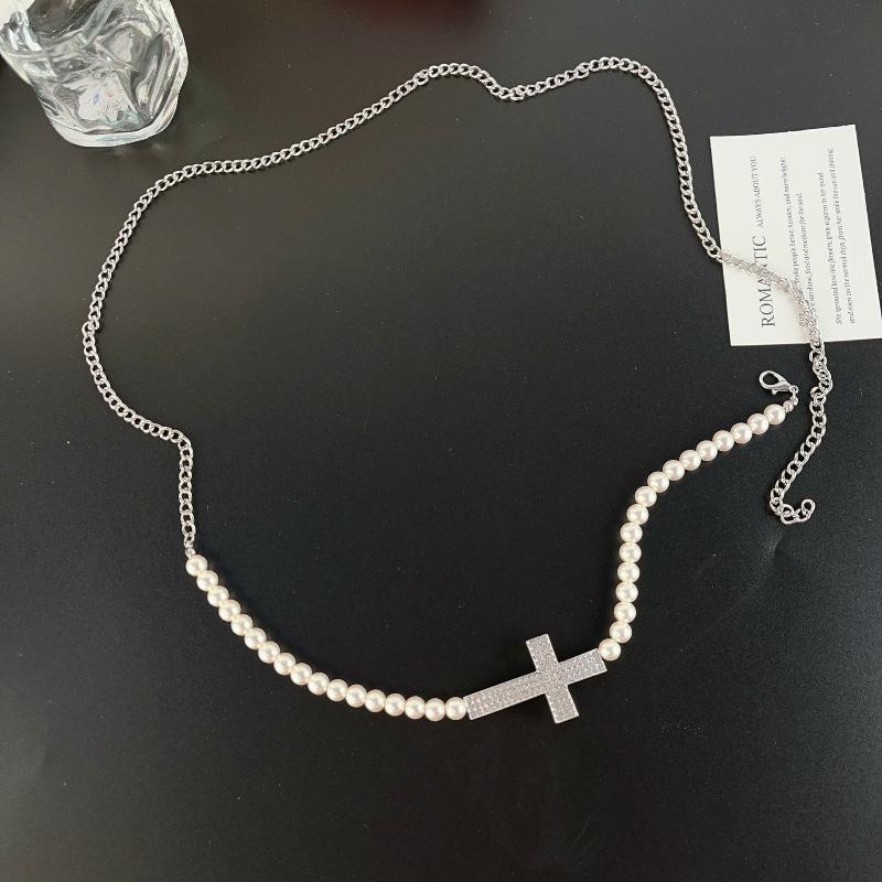 Butterfly Tassel Waist Chain Y2K Trendy Cross Imitates Pearls Waist Chain Jeans Skirts Accessories Vintage Belt