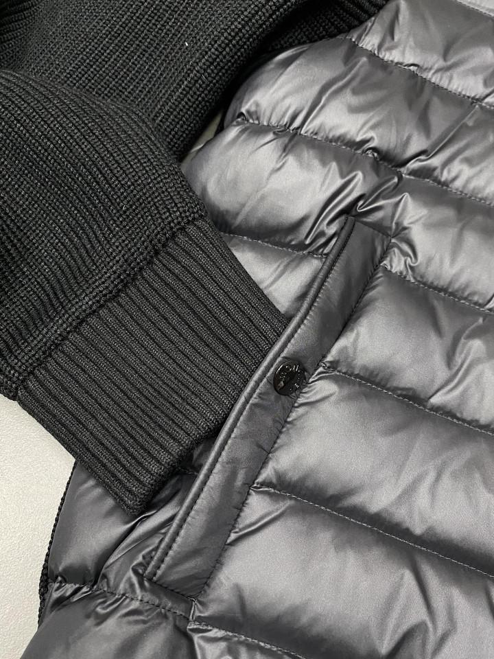 Mengjia Men's Wool Sleeve Knit Patchwork Down Hooded Jacket