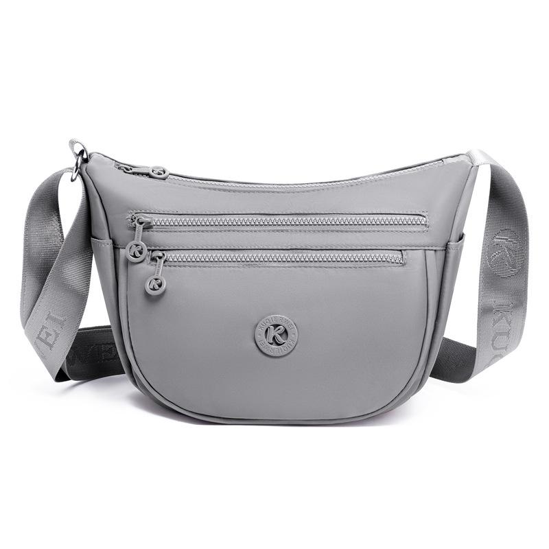 Lightweight Nylon Half Moon Sling Bag with Dual Zipper Pockets Casual Crossbody Waist Pack for Daily Travel