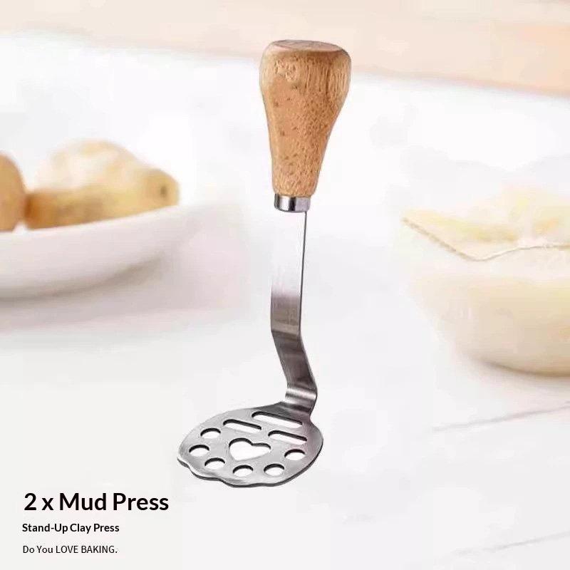 Wooden Handle Stainless Steel Potato Masher Vegetable Fruit Crusher Baby Food Making Kitchen Utensil 3