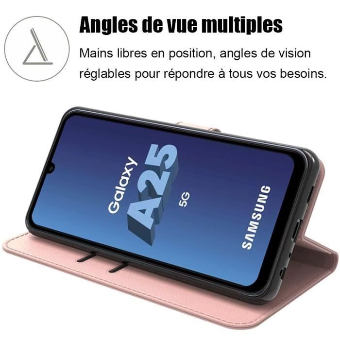 Coque de protection - Samsung - Galaxy A25 5G - Antichoc - Cuir PU et TPU - Fentes pour cartes