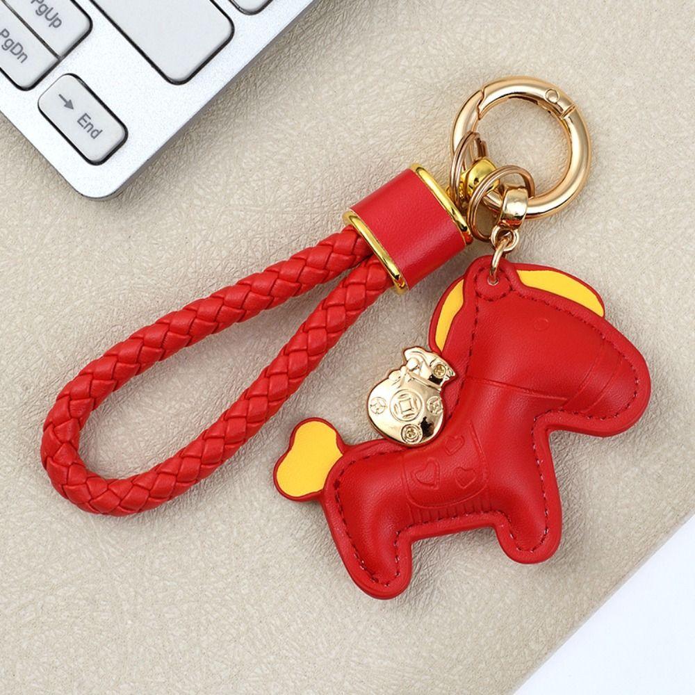 Candy Color Pony PU Keychain Cute Design Horse PU Pendants Zodiac Pony PU Doll  New Year Gift