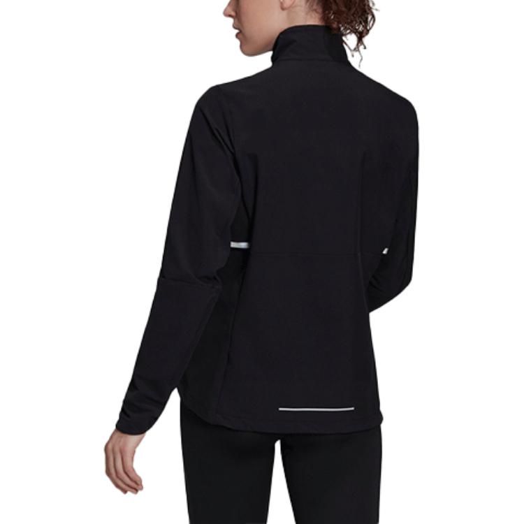 adidas Jaqueta Feminina com Zíper e Gola Alta com Estampa de Logo Preto GU3834