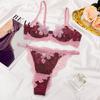 Summer sexy underwear women's French ultra-thin contrasting lace bra big chest small anti-sagging sex underwear