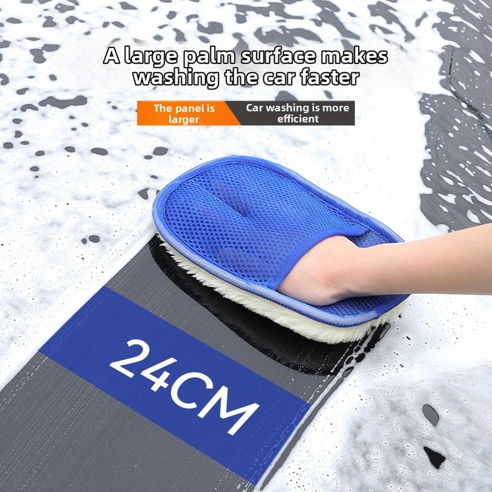 1pcs Wool Plush Car Cleaning Sponge Glove Car Polishing Washing Gloves Microfibre Wash Automotive Cleaner Wool