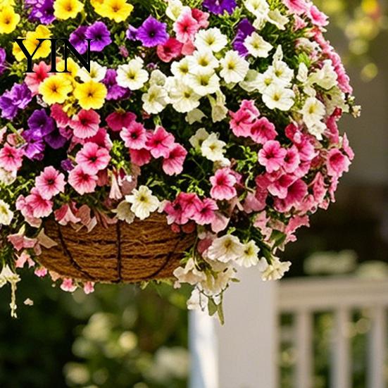 Fiori Artificiali da Giardino Resistenti ai Raggi UV Petunie, Fiori Finti da Esterno per Patio Portico Vasi Appesi, Piante Realistiche Decorazione Interna
