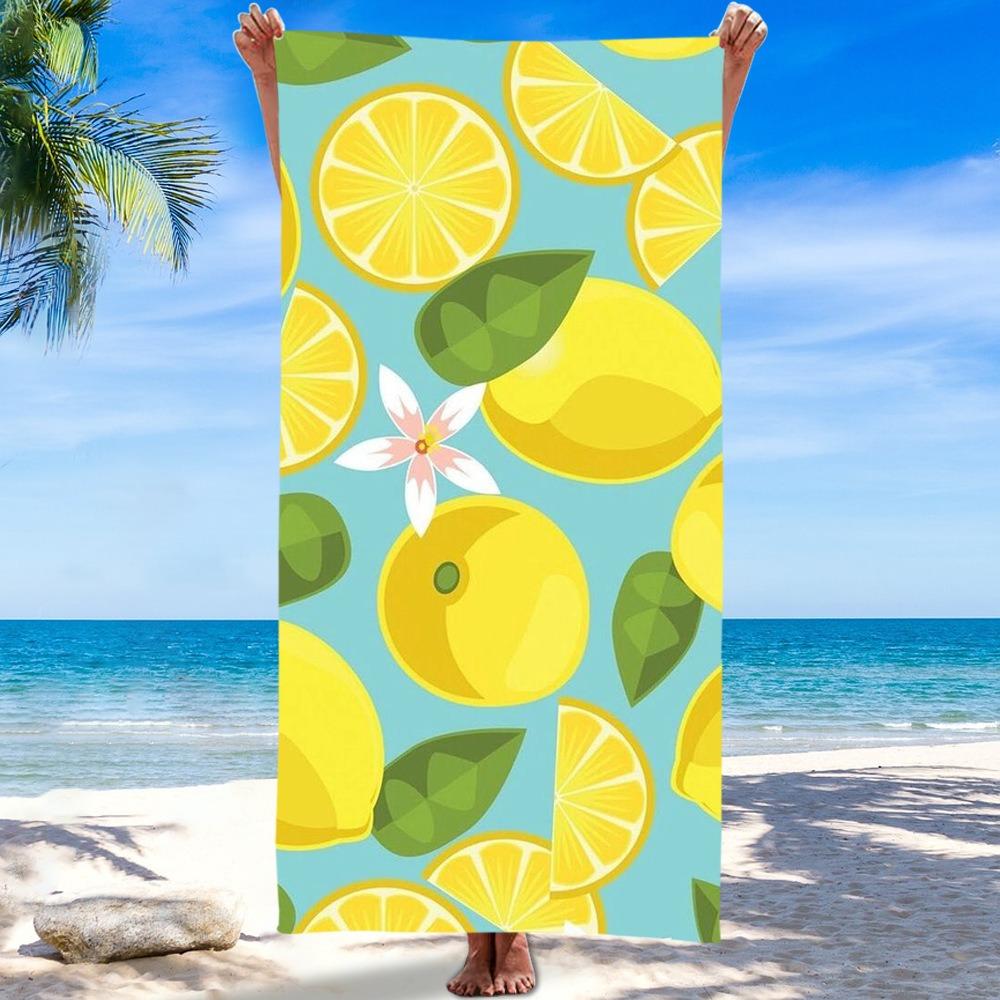 Pink Peach Pattern Beach Towel Polyester Quick Dry Sand Free Bath Towel Fruit Print Blanket for Summer Seaside Vacation Travel