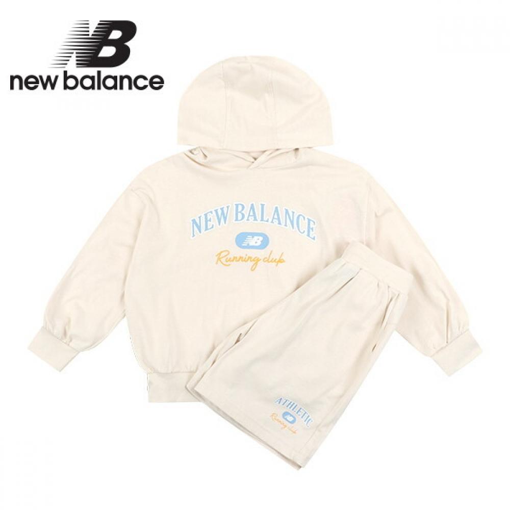 

New Balance Kids Overfit Hoodie Shorts Set Cream 120