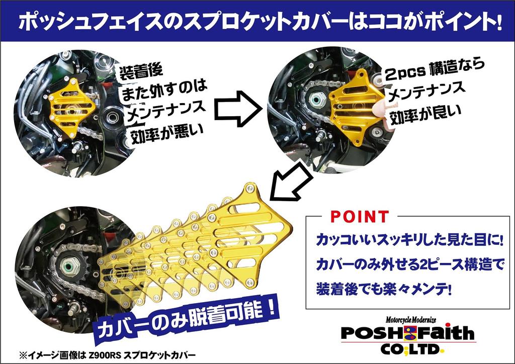 POSH FAITH Motorcycle Sprocket Cover with Clutch Piston Base for ZRX1200DAEG, Black, 072201-06