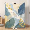 Fflannel Blanket 1pc Abstract Blue And Golden Leaves Soft Comfortable and Warm This Nap Blanket/sofa Blanket Is Suitable for All S