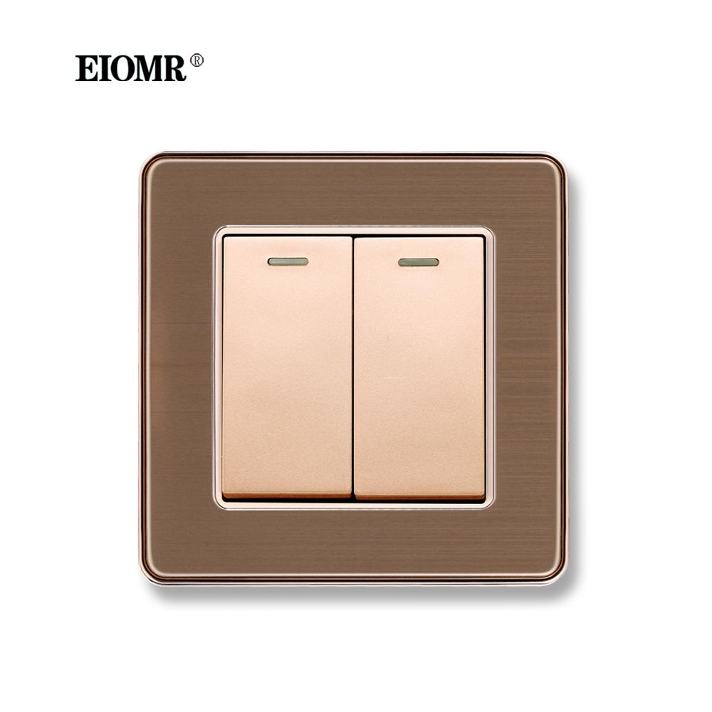 EIOMR EU/UK Standard Lichtschalter 16A 250V 2-fach 1-Wege / 2-Wege Wippschalter Großes Panel Luxus Wandtaster Unterputzschalter