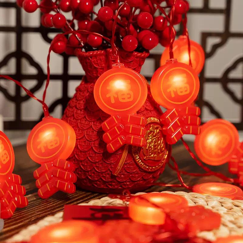 Solar-Powered Waterproof Lanterns with Firecrackers and Chinese Knot for Outdoor New Year or Festival Decoration