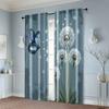 Set Of 2 Fashionable Curtains Depicting Sky Blue Gray Dandelions Butterflies Fabric Without Rod Gifts Perfect Bedroom Curtain For Decor Made Polyester
