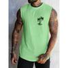 3D Printed Colorful Stripe Gradient Tank Tops For Men Coconut Tree Pattern Tees Summer Loose Street Sport Tops