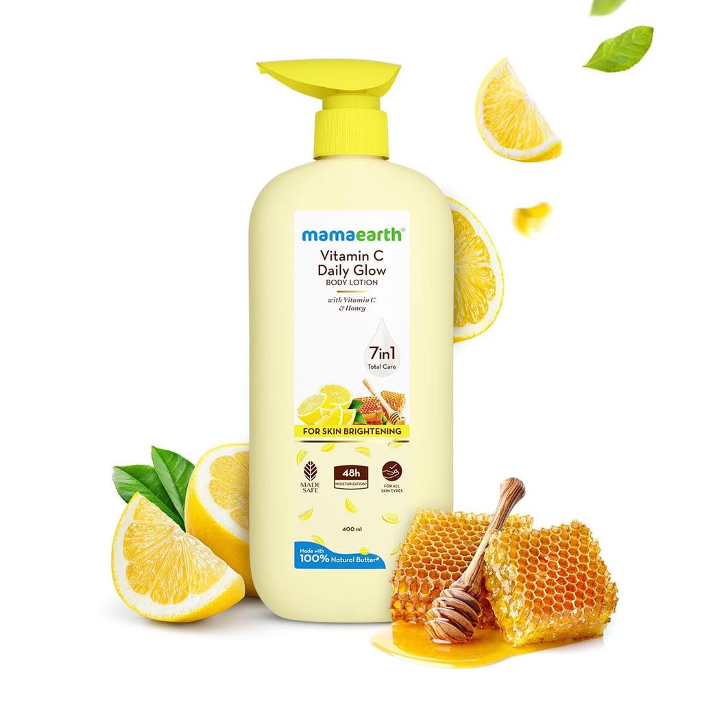 Mamaearth Vitamin C Daily Glow Body Lotion 400ml Pack of 1 For Skin Brightening & Deep Hydration