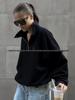 Sleek Versatile Thickened Lapel Zipper Hoodie for Autumn/Winter in European American Style