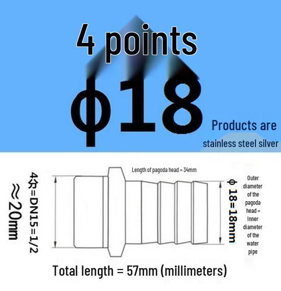 304 Stainless Steel Hex Threaded Water Hose Barb Connector