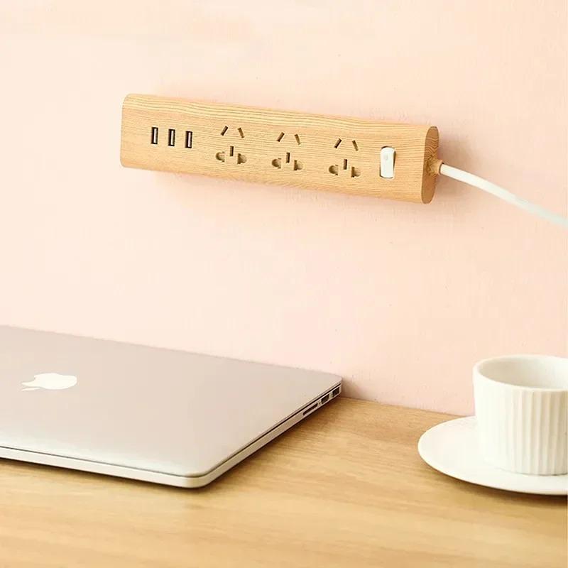 1-4pc Self-adhesive Power Strip Organizer Fixer Wire Socket Power Strip Hanging Sliding Rail Plastic Home Cable Plug Holder Rack
