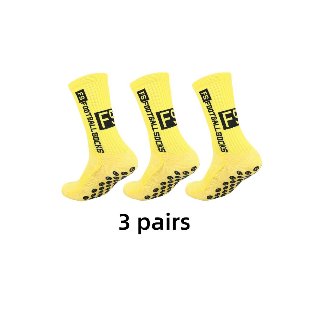 3 Pairs Non Slip Football Socks Mens Friction Gasket Tube Running Ice Snow Hiking Athletic Over Knee Stockings Basketball Socks