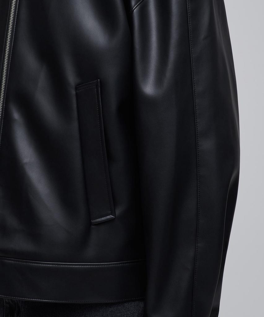 Musinsa Standard Synthetic Leather Extra Oversized Single Jacket [Black]
