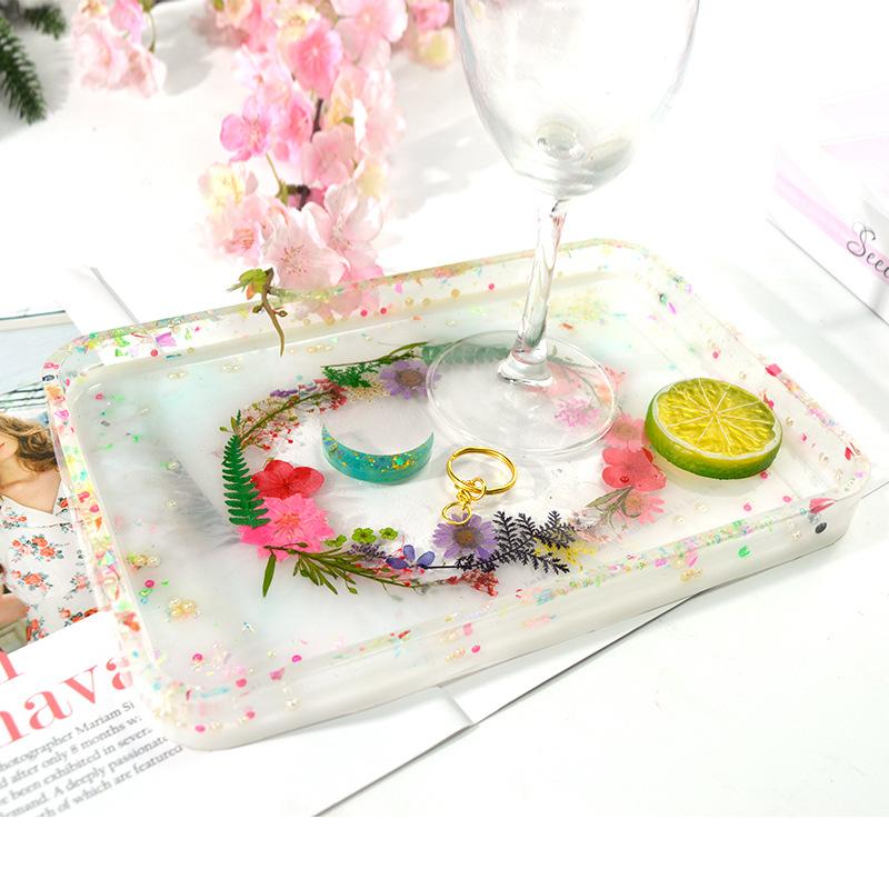 Rectangle Pot Tray Epoxy Resin Mold Storage Plate Dinner Dish Tray Mold Large Plate Resin Casting Silicone Mold Craft