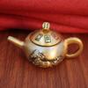 Brass Rotating Small Tea Pet Ornament Mahjong Artifact Copper Teapot Handle